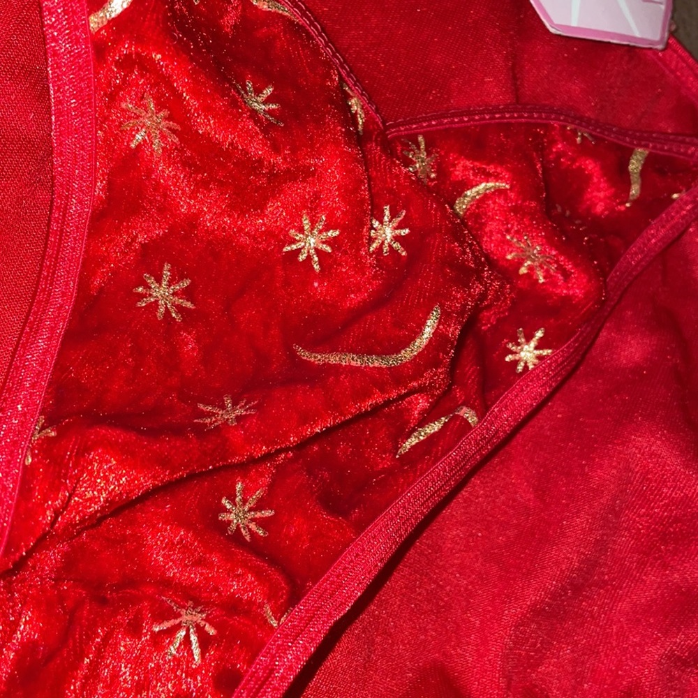 NWT vintage red velvet gold embroidered panty 6M